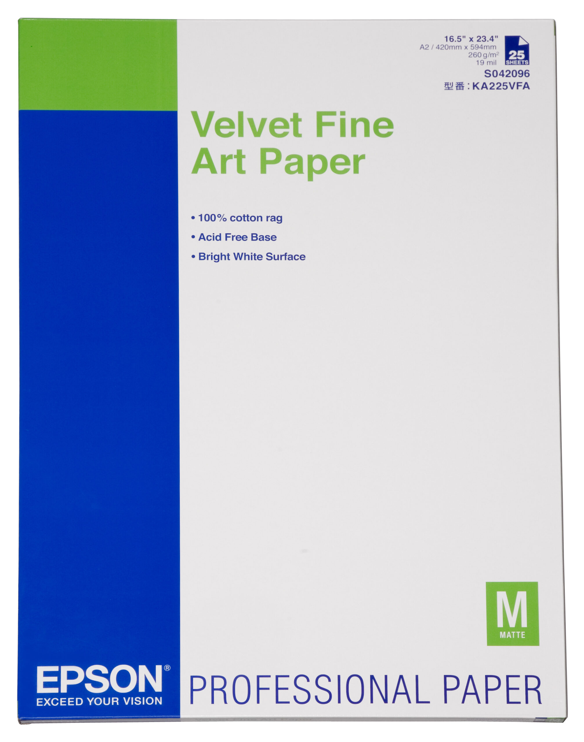 Epson C13S042096 Velvet Fine Art Paper 25 sheet DIN A2 260g/m²