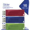 Verbatim Slider - USB Drive - 3x16 GB - Blue/Red/Green