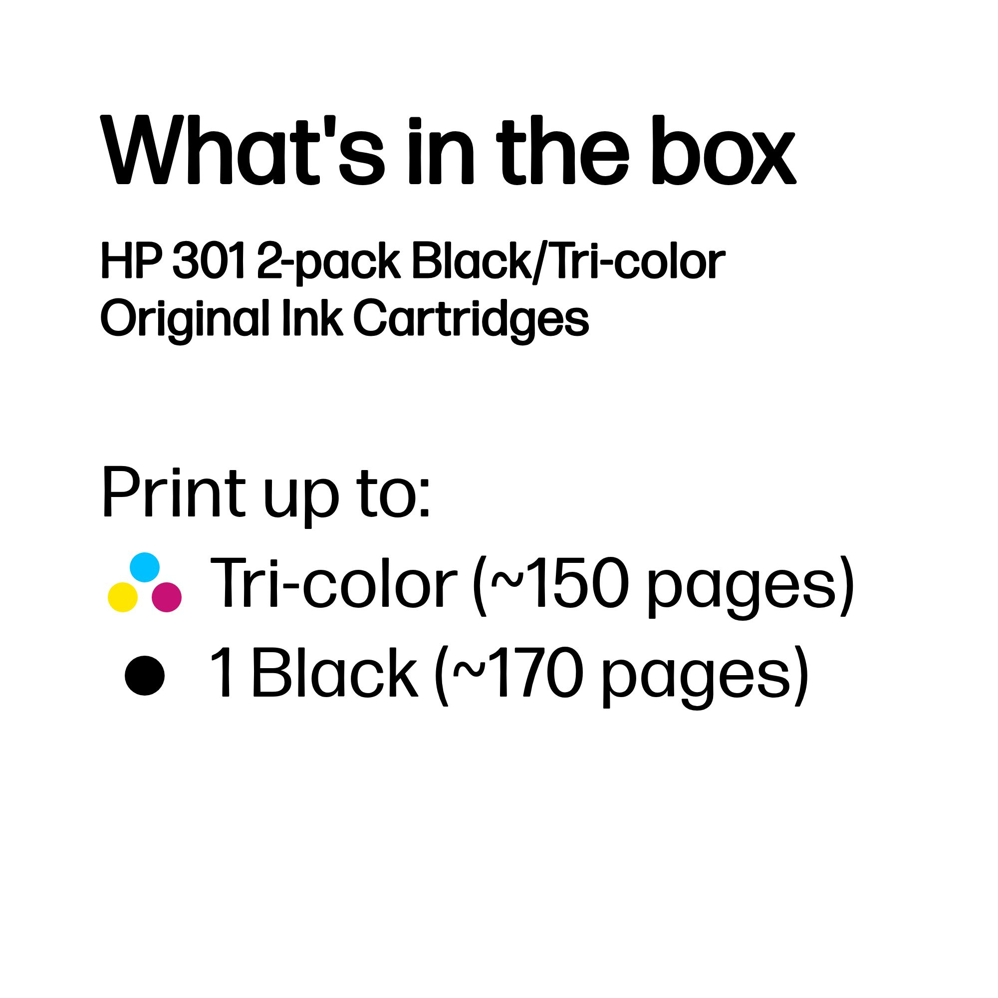 65f2edd8596a7489c01033345ee3693e1b4d2116 HP N9J72AE/301 Printhead cartridge multi pack black + color 170pg + 150pg Pack=2 for HP DeskJet 1000/1010/Envy 5530/OfficeJet 4630