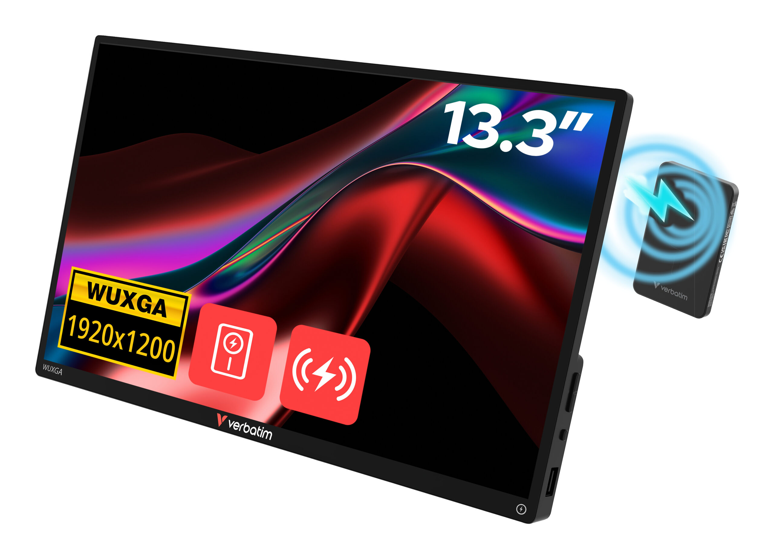 Verbatim Portable Touchscreen Monitor 13.3" WUXGA Resolution & Wireless Power Supply