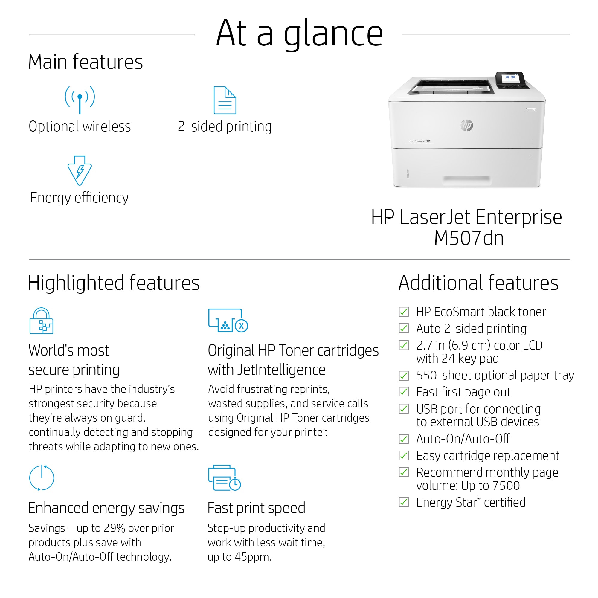 HP LaserJet Enterprise M507dn Laserprinter (1PV87A)