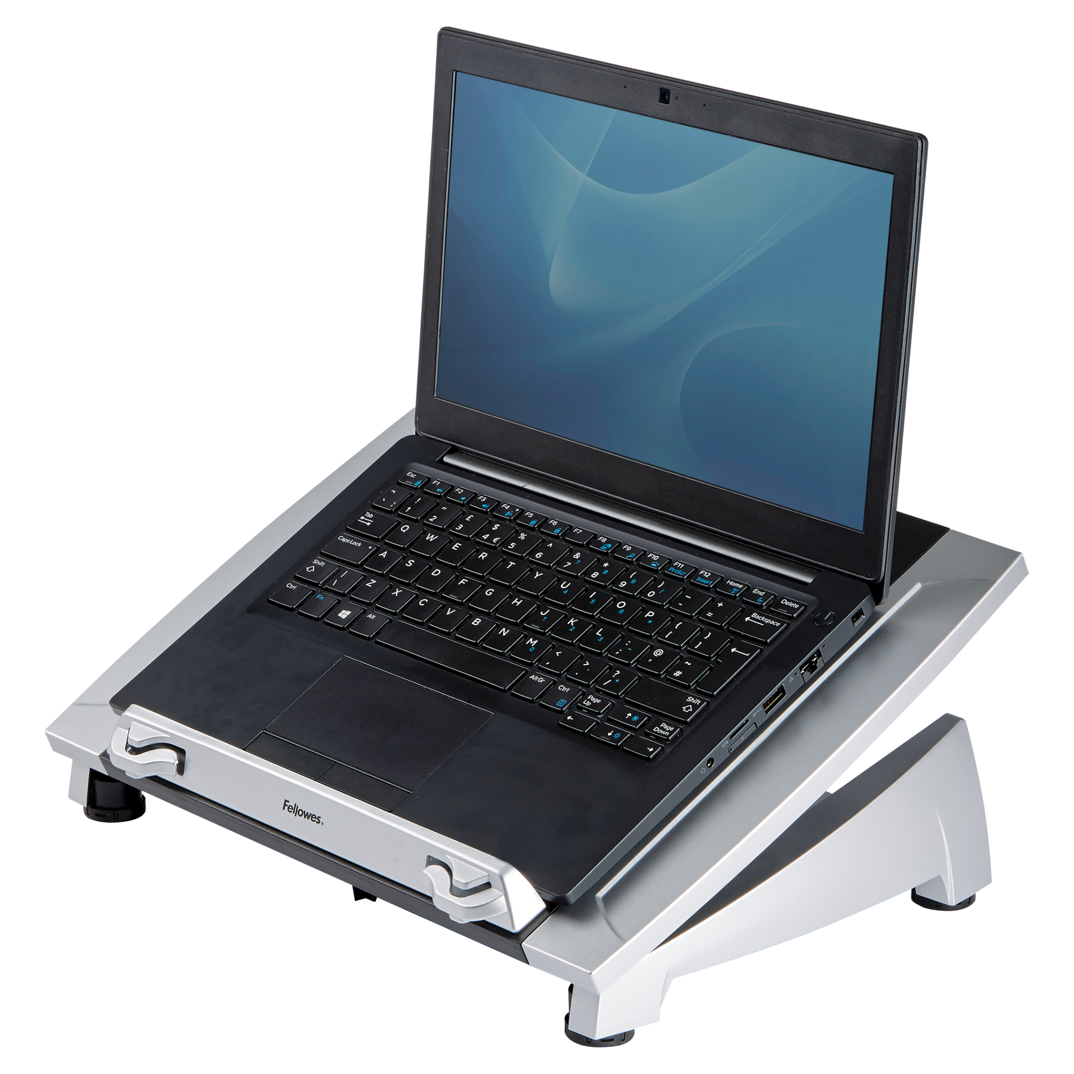 689795_3580365359 Fellowes Laptop Stand for Desk - Office Suites Plus Adjustable Laptop Stand for the Home and Office - Laptop Riser with 5 Height Adjustments - Max Monitor Size 17", Max Weight 5KG - Black/Silver
