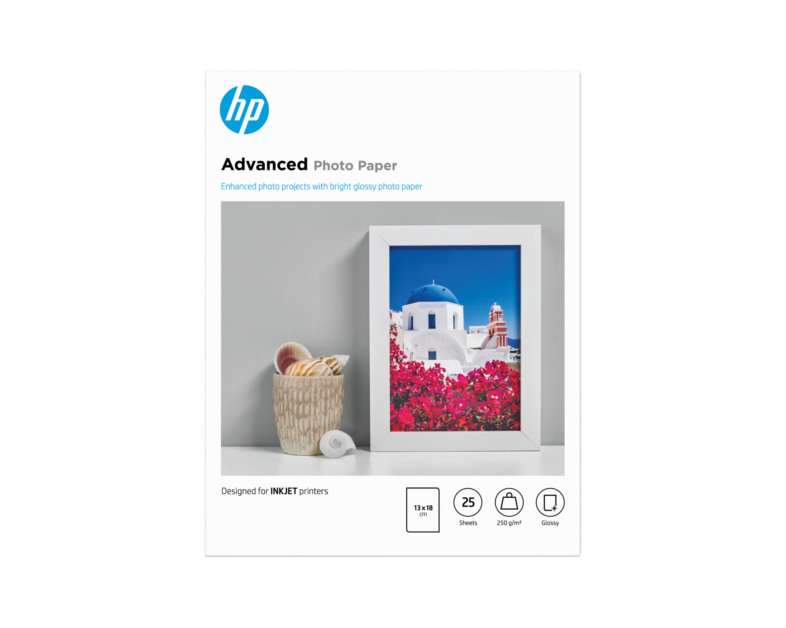 6d60dd629e521ad528e09af997b3f49ce1b58d4d HP Q8696A Glossy-photopaper 13x18 25 sheet DIN A4 250g/m² for InkJet
