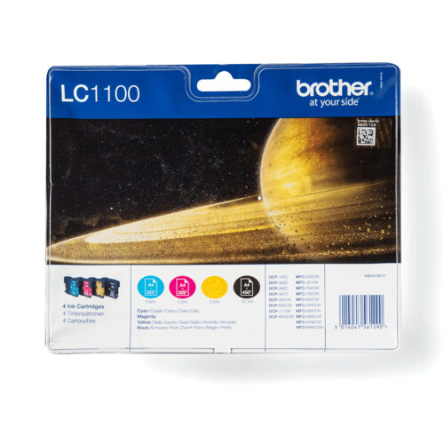 6f18b36e773436dbf02851b1c8558e280c354373 Brother LC-1100VALBP Ink cartridge multi pack Bk,C,M,Y 450pg + 3x325pg, 9.5ml+3x7.5ml Pack=4 for Brother DCP 185 C/MFC 6490 C