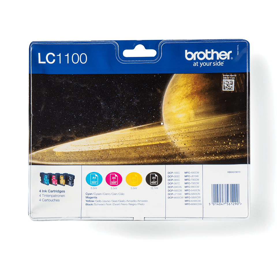 6f18b36e773436dbf02851b1c8558e280c354373 Brother LC-1100VALBP Ink cartridge multi pack Bk,C,M,Y 450pg + 3x325pg, 9.5ml+3x7.5ml Pack=4 for Brother DCP 185 C/MFC 6490 C