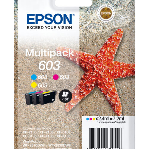 Epson C13T03U54010/603 Ink cartridge multi pack C,M,Y, 3x130 pages ISO/IEC 24711 7.2ml Pack=3 for Epson XP 2100