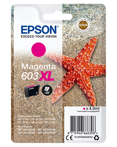 Epson C13T03A34010/603XL Ink cartridge magenta high-capacity, 350 pages 4ml for Epson XP 2100