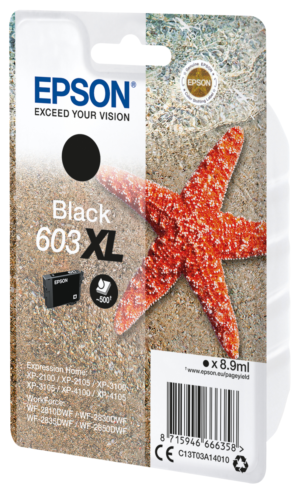 Epson C13T03A14010/603XL Ink cartridge black high-capacity, 500 pages 8.9ml for Epson XP 2100