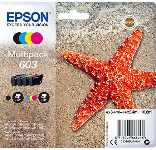 Epson C13T03U64010/603 Ink cartridge multi pack Bk,C,M,Y 3,4ml + 3x2,4ml Pack=4 for Epson XP 2100
