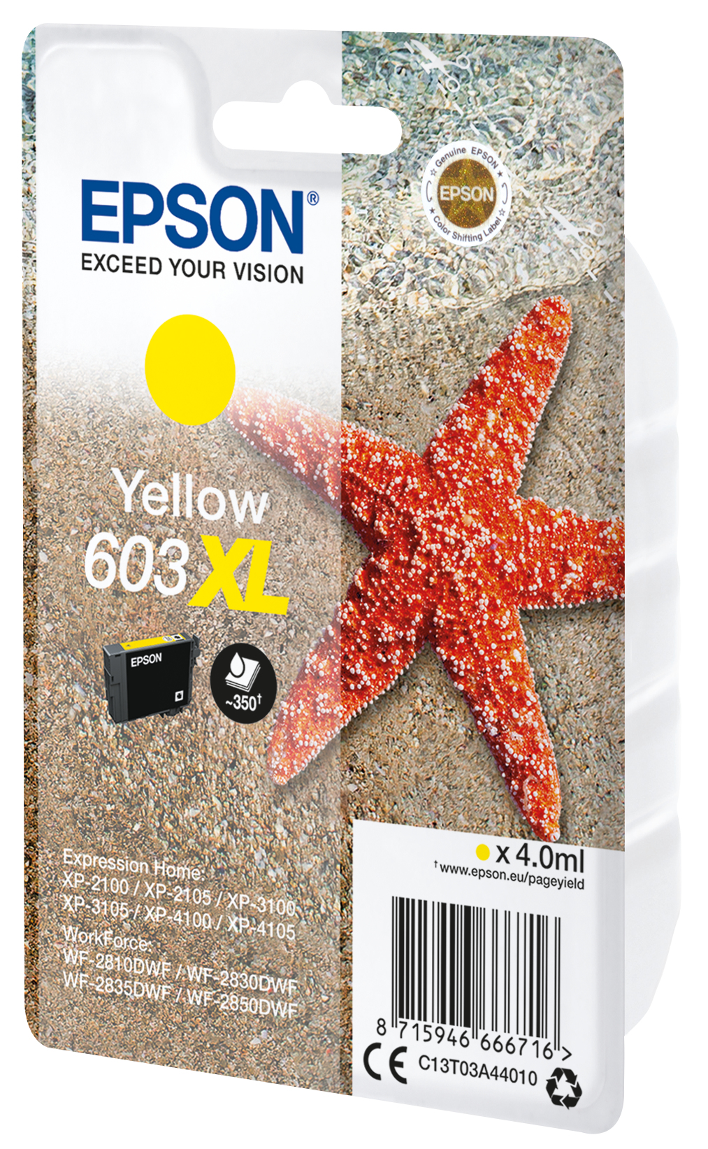 72717589_0606533870 Epson C13T03A44010/603XL Ink cartridge yellow high-capacity, 350 pages 4ml for Epson XP 2100
