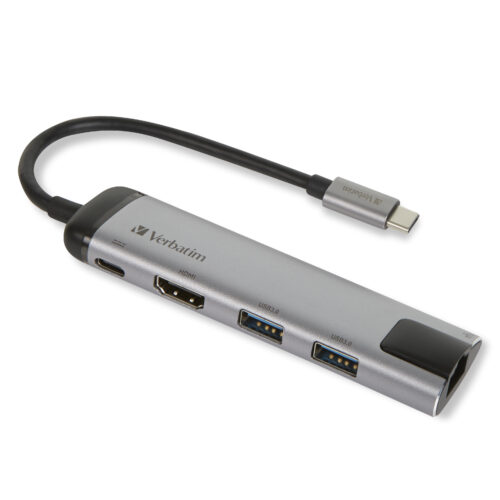 Verbatim 49141 laptop dock/port replicator USB 3.2 Gen 1 (3.1 Gen 1) Type-C Black, Silver