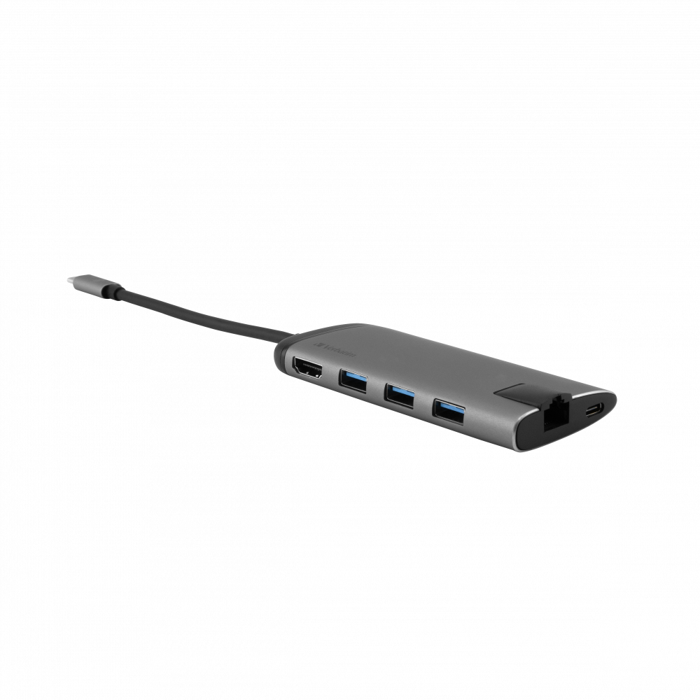 Verbatim 49142 laptop dock/port replicator USB 3.2 Gen 1 (3.1 Gen 1) Type-C Black, Silver