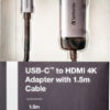 73317747_6206087693 Verbatim 49144 video cable adapter 1.5 m USB Type-C HDMI Black, Silver