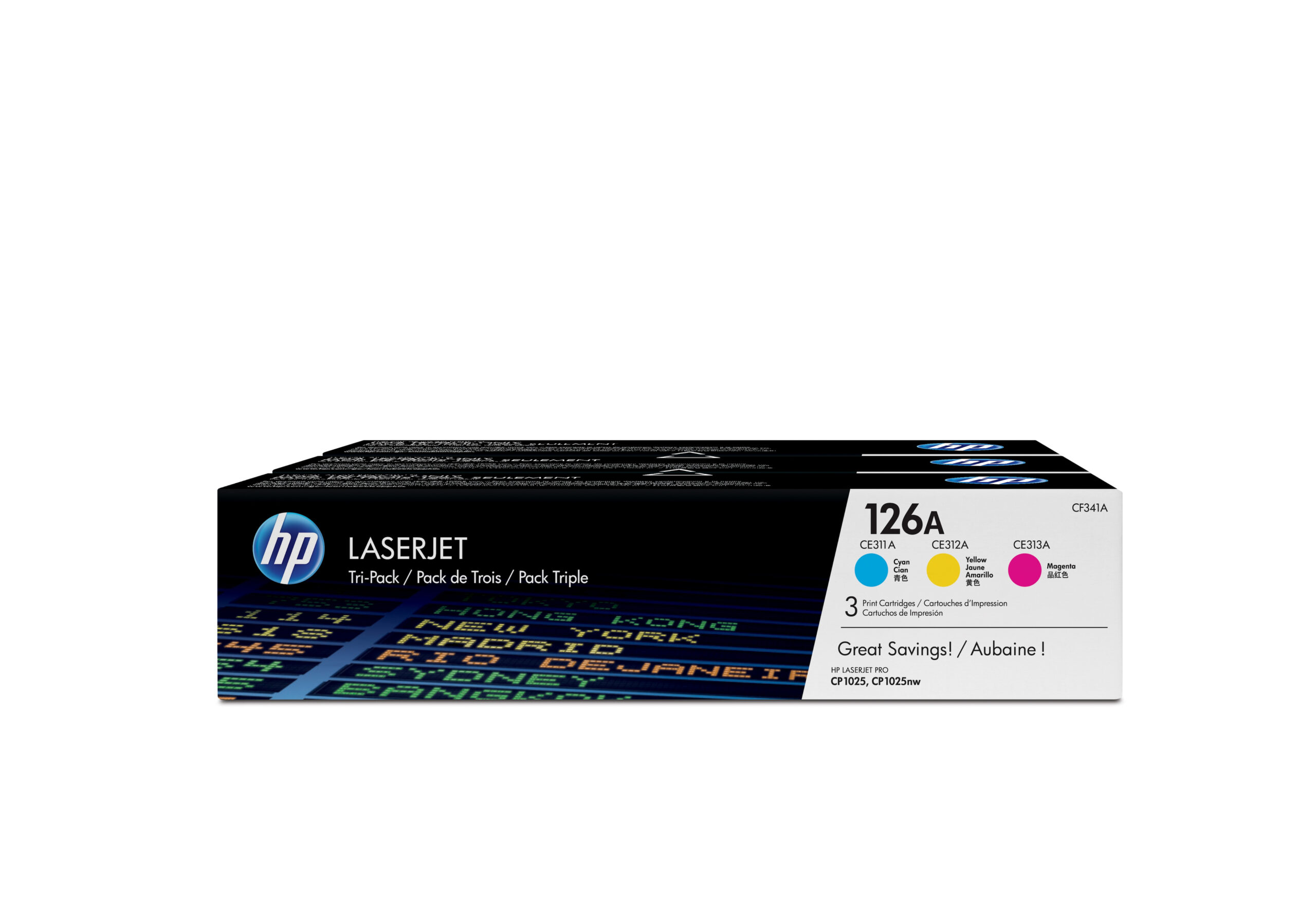 HP CF341A/126A Toner Rainbow-Kit (c,m,y), 3x1.000 pages ISO/IEC 19798 Pack=3 for HP LJ Pro CP 1025