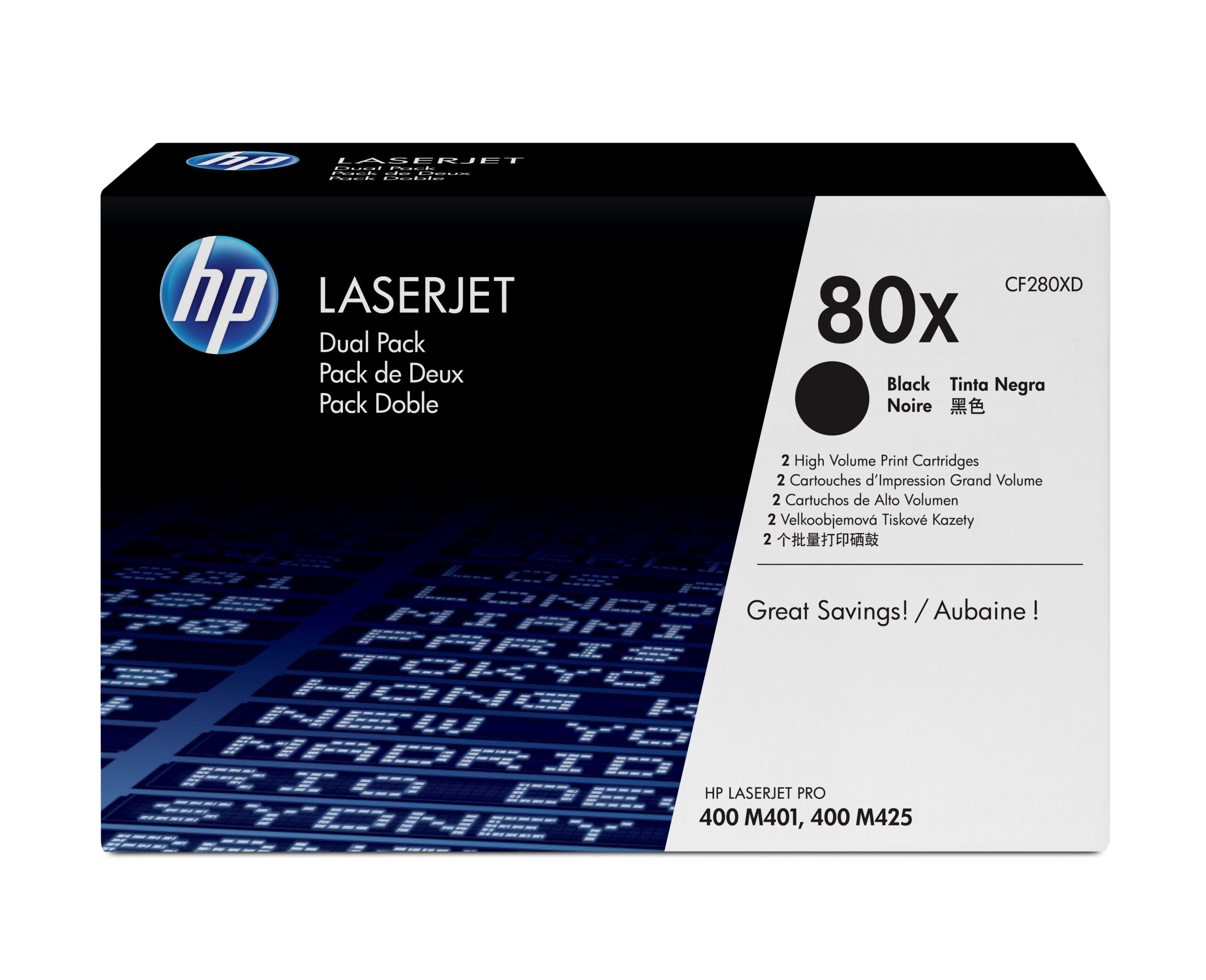 HP CF280XD/80X Toner cartridge black high-capacity twin pack, 2x6.900 pages ISO/IEC 19752 Pack=2 for HP Pro 400/e