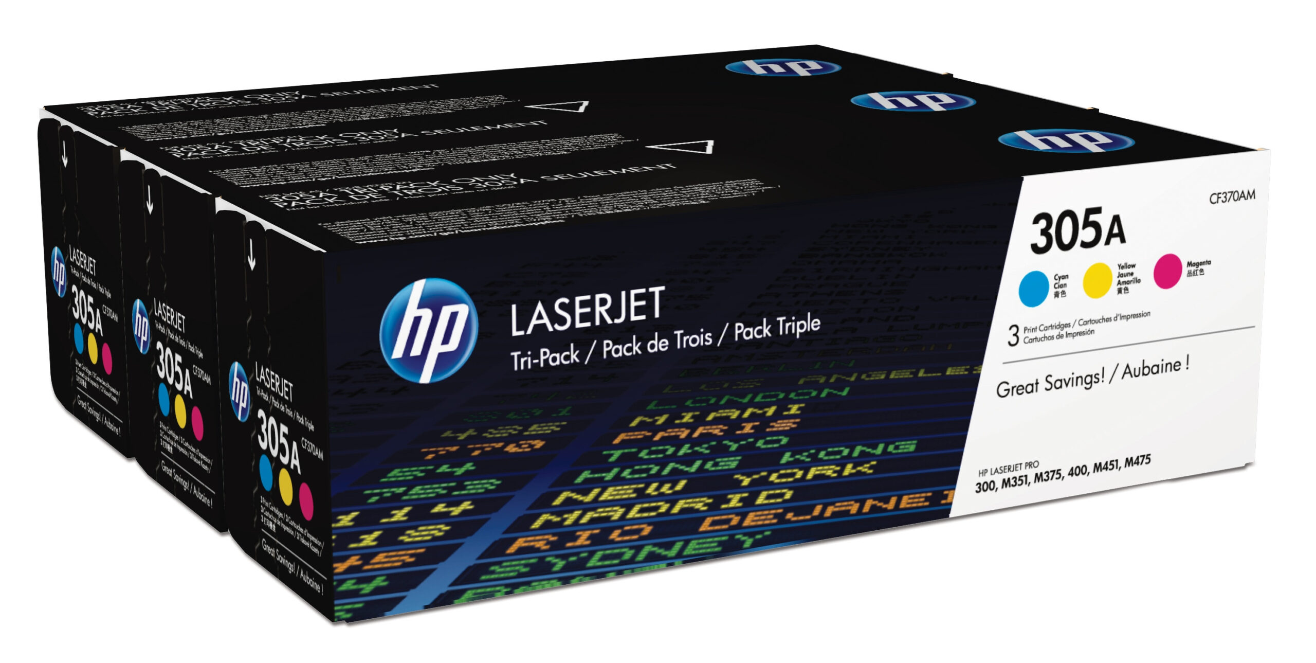 HP CF370AM/305A Toner cartridge MultiPack C,M,Y, 3x2.600 pages ISO/IEC 19798 Pack=3 for HP LaserJet M 375