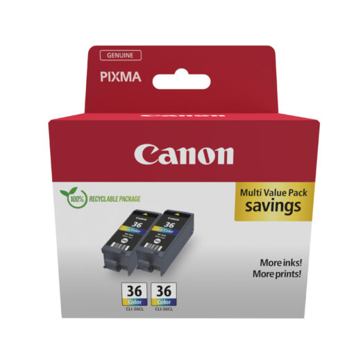 7460a264fc87a35168f60177cb00af7c Canon 1511B025/CLI-36 Ink cartridge color twin pack, 2x249 pages 12ml Pack=2 for Canon Pixma IP 100/Mini 260