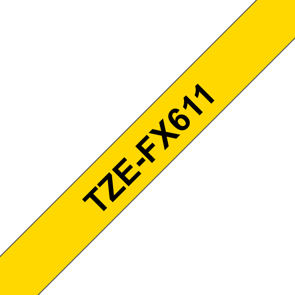 7510cf754fd5998b7f4c8fdeb49e71667c8f9346 Brother TZE-FX611 DirectLabel black on yellow Laminat 6mm x 8m for Brother P-Touch TZ 3.5-18mm/6-12mm/6-18mm/6-24mm/6-36mm