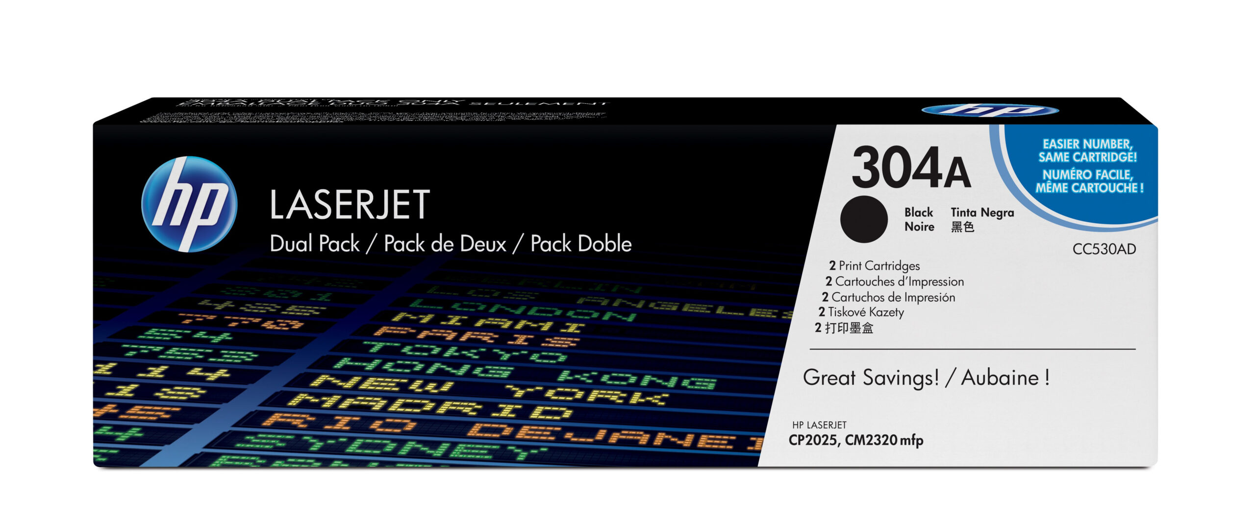 HP CC530AD/304A Toner cartridge black twin pack, 2x3.500 pages/5% Pack=2 for HP CLJ CP 2025