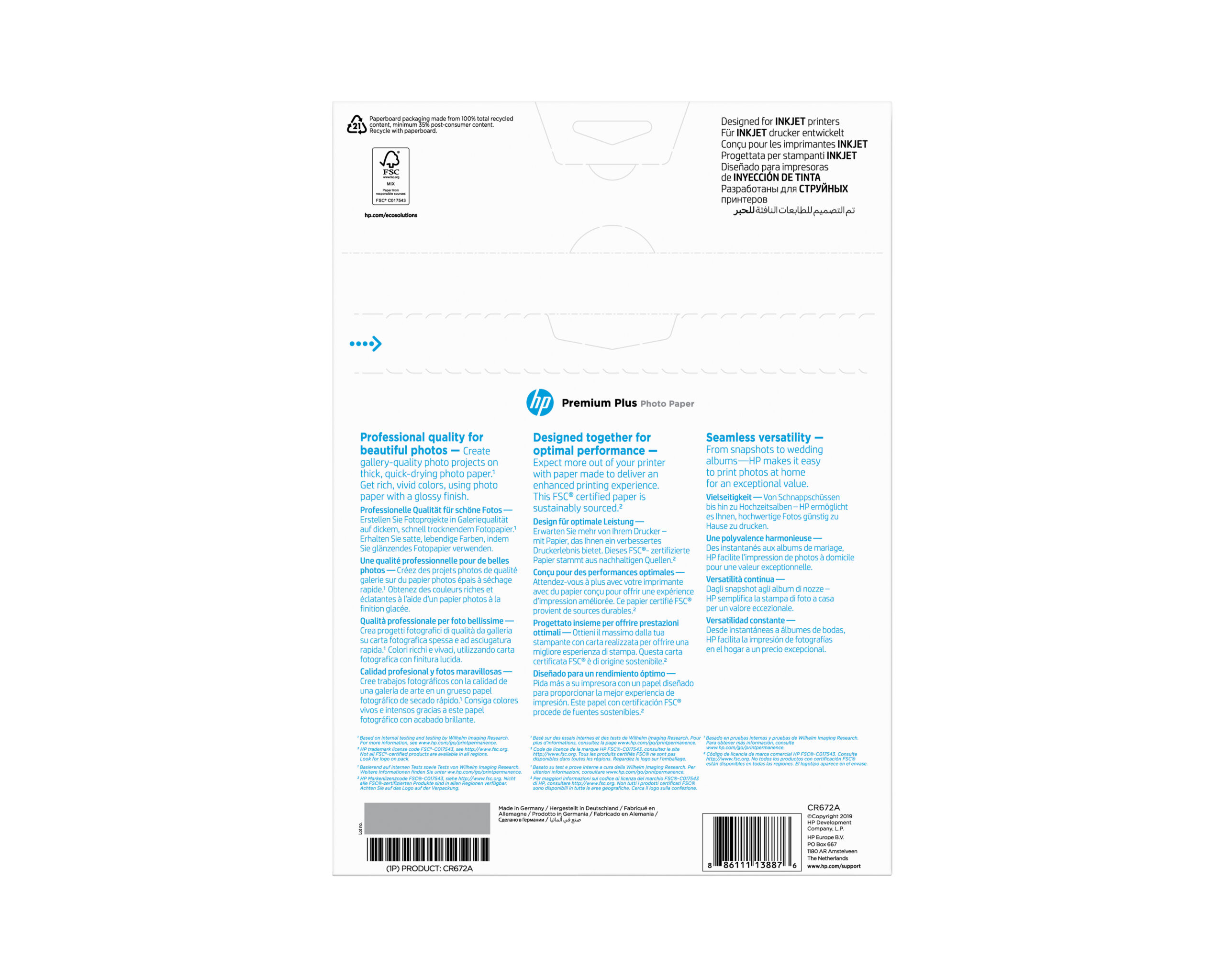 76129673a8986cd948d43424957e88650be60cfc HP CR672A Photopaper DIN A4 Premium Plus 20 sheet DIN A4 300g/m² for InkJet