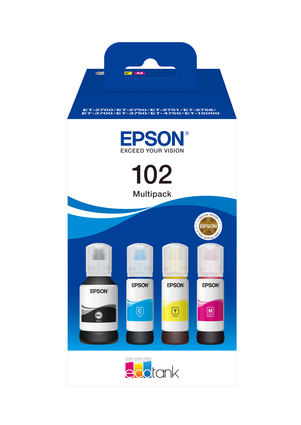 79021877_4336629205 Epson C13T03R640/102 Ink bottle multi pack Bk,C,M,Y 127ml + 3x70ml Pack=4 for Epson ET-3700