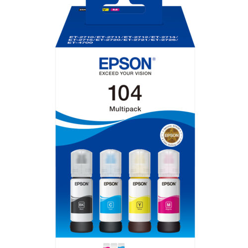 Epson C13T00P640/104 Ink bottle multi pack Bk,C,M,Y 65ml 1x4500pg + 3x7500pg Pack=4 for Epson ET-2710
