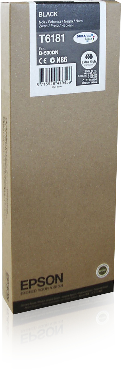Epson C13T618100/T6181 Ink cartridge black high-capacity, 8.000 pages 198ml for Epson B 500
