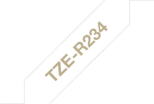 Brother TZE-R234 DirectLabel gold on white non adhesive textil 12mm x 4m for Brother P-Touch TZ 3.5-18mm/6-12mm/6-18mm/6-24mm/6-36mm