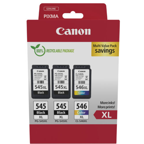 Canon 8286B013/PG-545XL+CL-546XL Printhead cartridge multi pack 2x black +1x color high-capacity 2x15ml + 1x13ml Pack=3 for Canon Pixma MG 2450