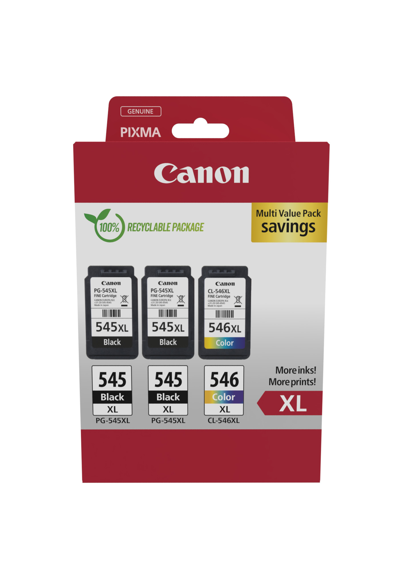 7d5b6b04a679b7098b917b2305ee09e0 Canon 8286B013/PG-545XL+CL-546XL Printhead cartridge multi pack 2x black +1x color high-capacity 2x15ml + 1x13ml Pack=3 for Canon Pixma MG 2450