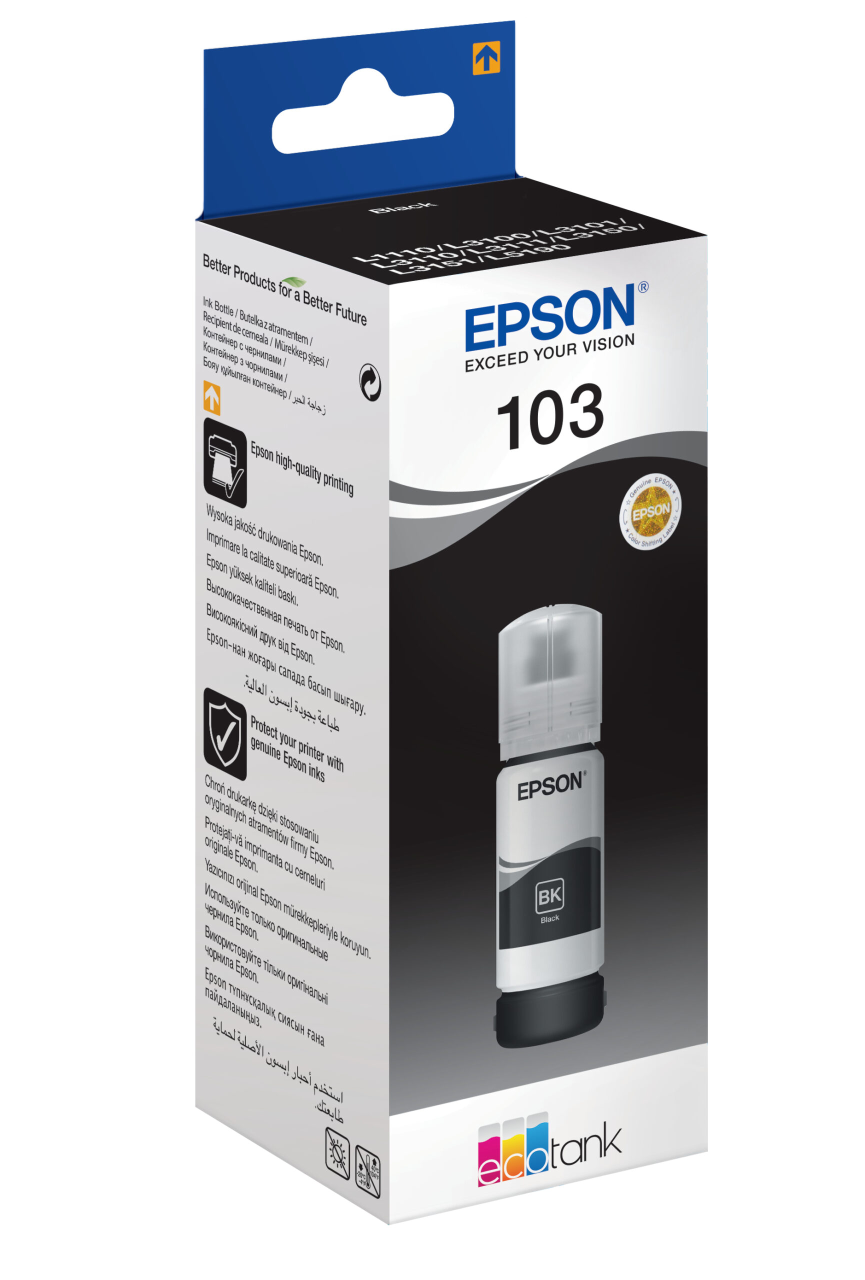 Epson C13T00S14A/103 Ink bottle black, 4.500 pages 70ml for Epson L 1110