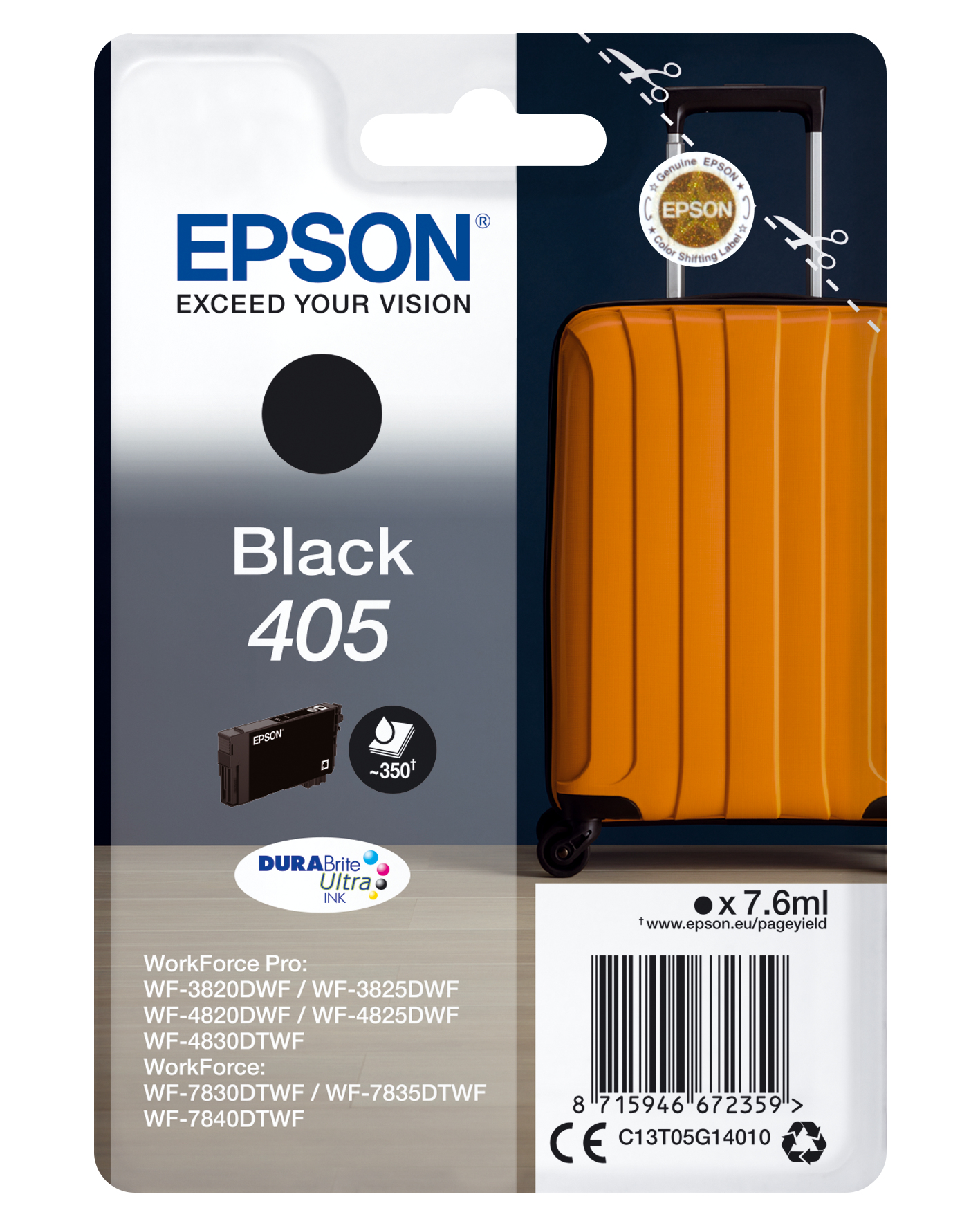 80490309_6797994591 Epson C13T05G14010/405 Ink cartridge black, 350 pages 7.6ml for Epson WF-3820/7830