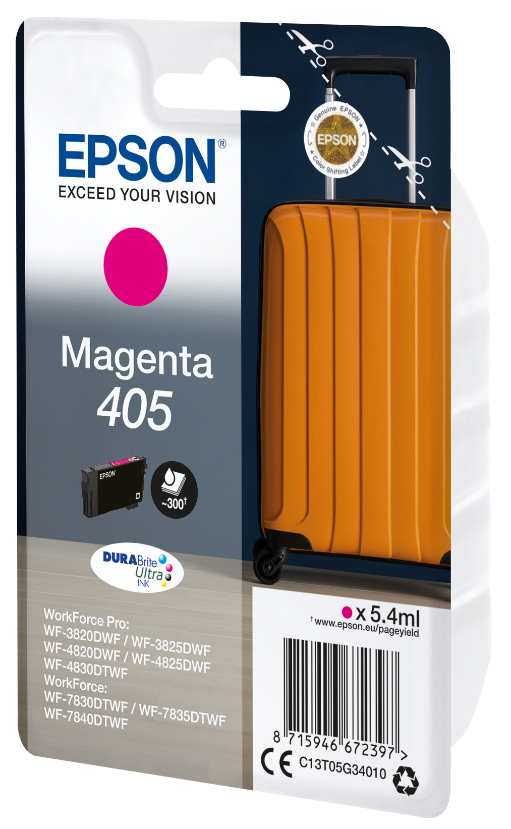 Epson C13T05G34010/405 Ink cartridge magenta, 300 pages 5.4ml for Epson WF-3820/7830