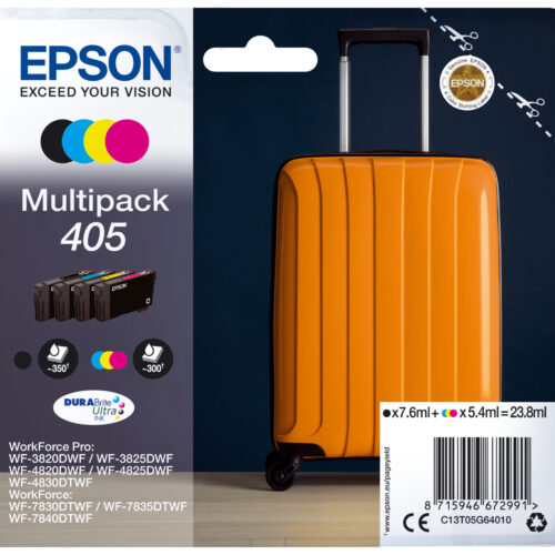 80490321_9942028422 Epson C13T05G64010/405 Ink cartridge multi pack Bk,C,M,Y, 4x1.250 pages 23.8ml 7,6ml + 3x5,4ml Pack=4 for Epson WF-3820/7830