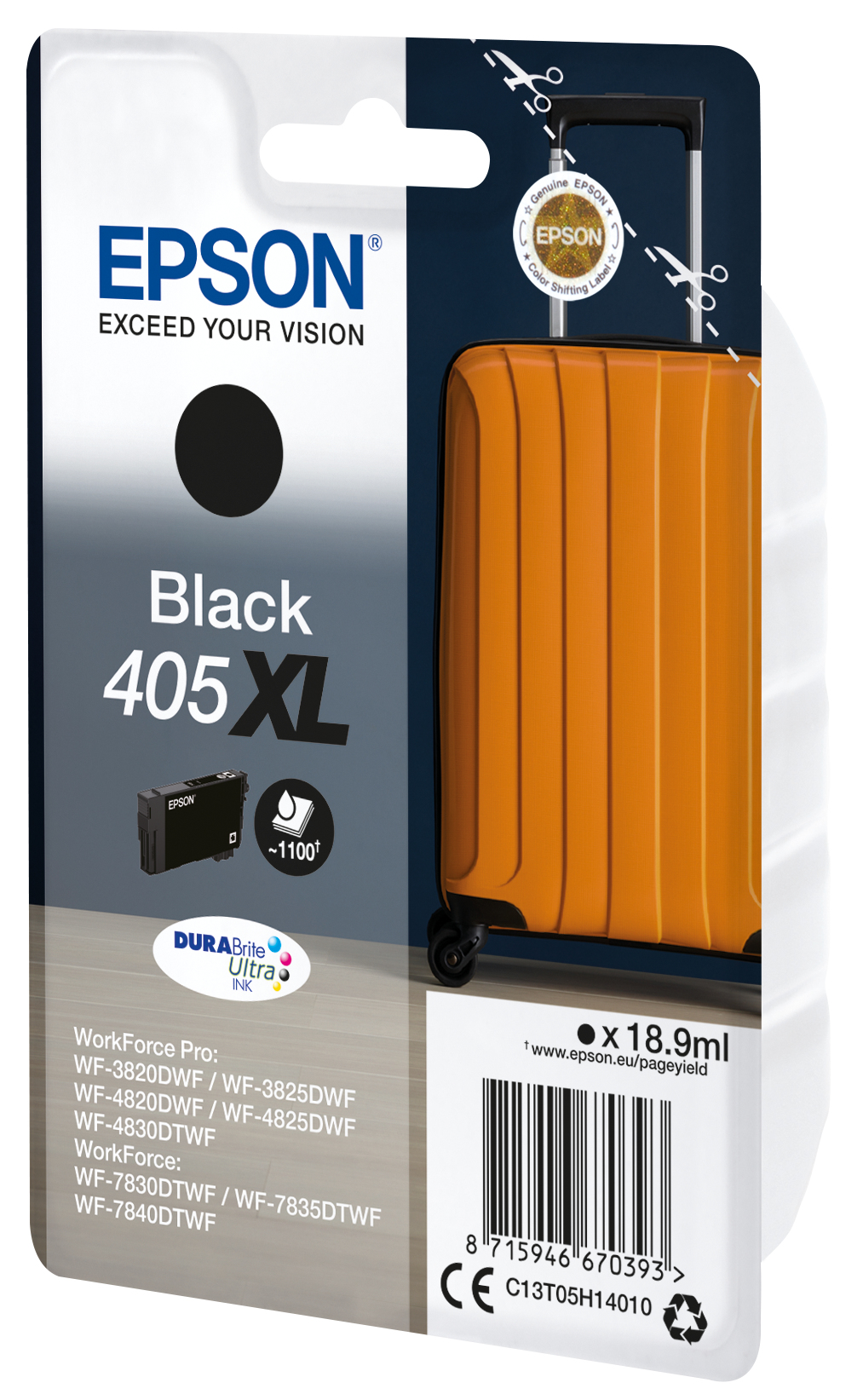 Epson C13T05H14010/405XL Ink cartridge black high-capacity, 1.100 pages 18.9ml for Epson WF-3820/7830