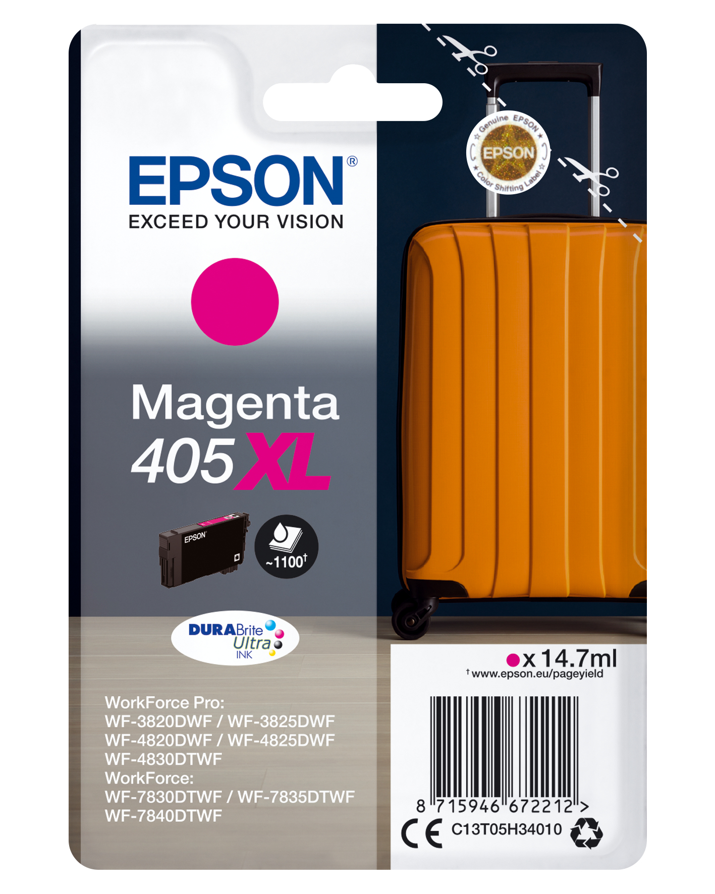 80490328_5571092865 Epson C13T05H34010/405XL Ink cartridge magenta high-capacity, 1.100 pages 14.7ml for Epson WF-3820/7830