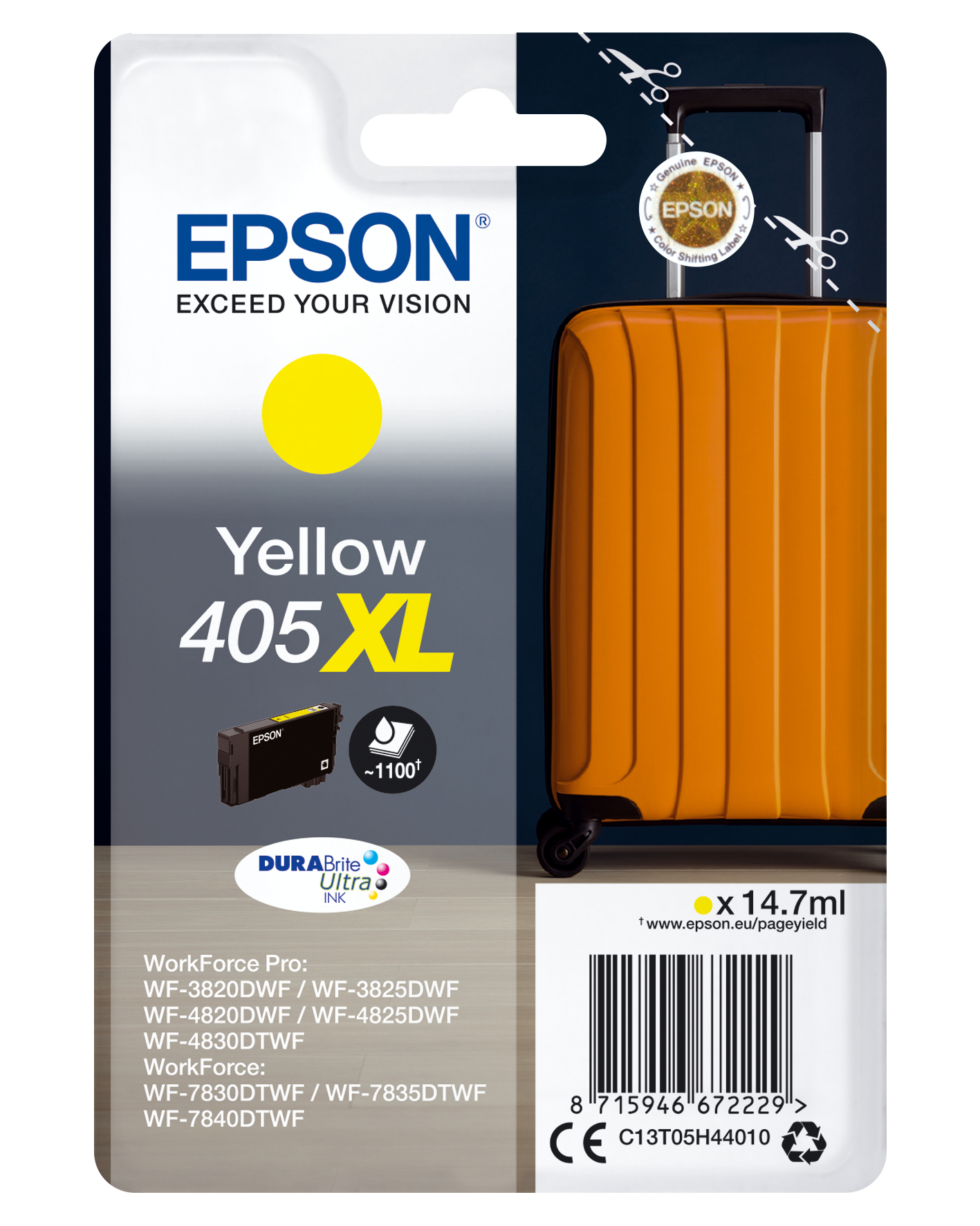80490330_9183025239 Epson C13T05H44010/405XL Ink cartridge yellow high-capacity, 1.100 pages 14.7ml for Epson WF-3820/7830