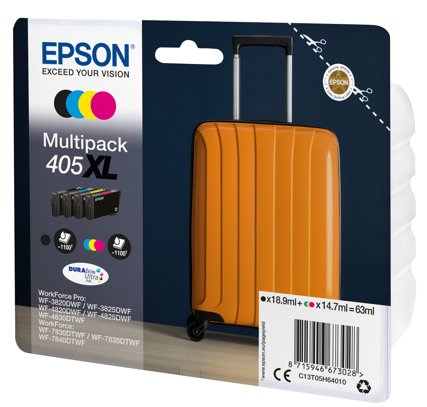 80490333_5270114061 Epson C13T05H64010/405XL Ink cartridge multi pack Bk,C,M,Y high-capacity 18,9ml + 3x14,7ml Pack=4 for Epson WF-3820/7830