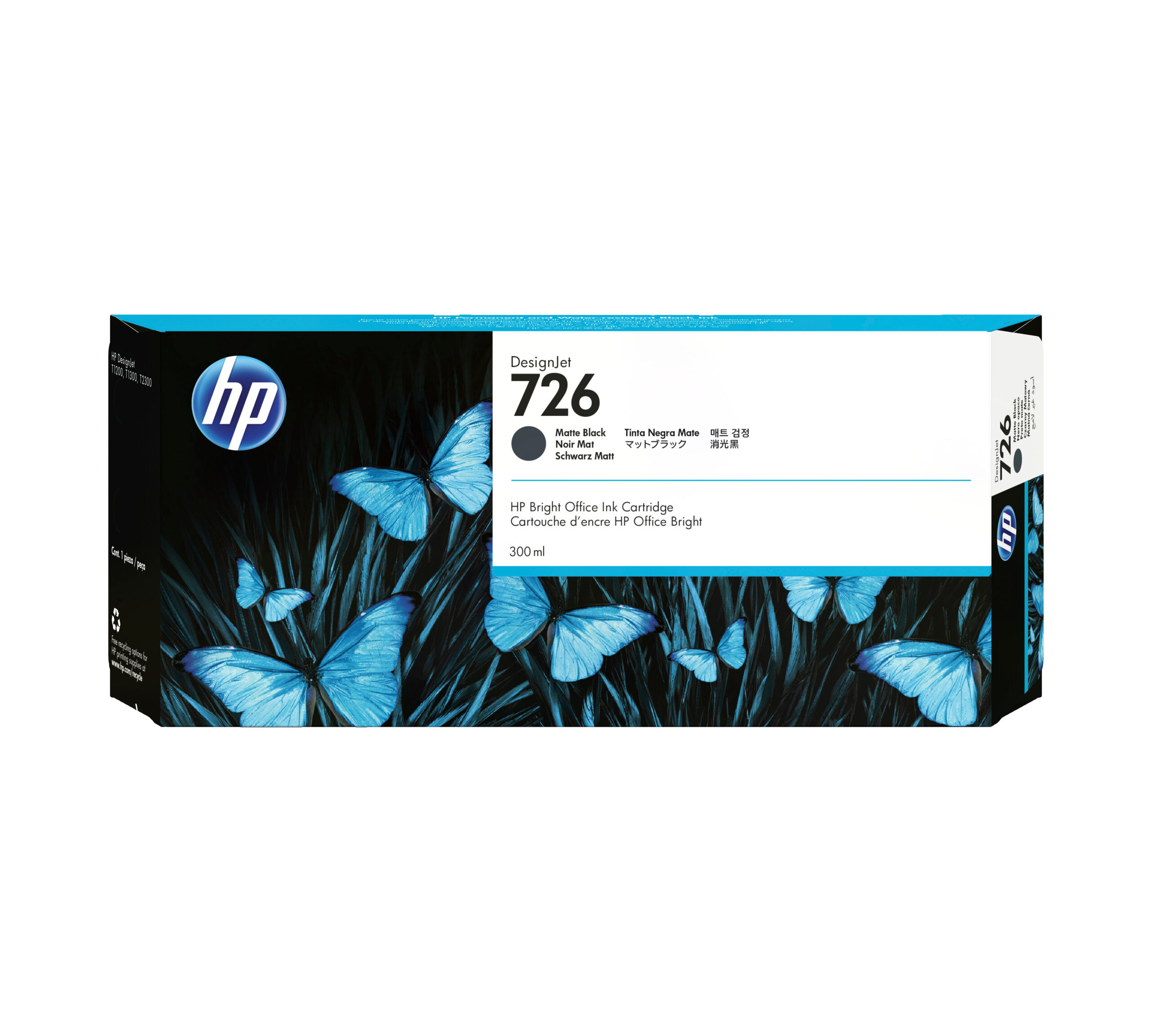 80964eb44a5d14a46ec23685fafdd2f8746be145 HP CH575A/726 Ink cartridge black matt 300ml for HP DesignJet T 1200/1300