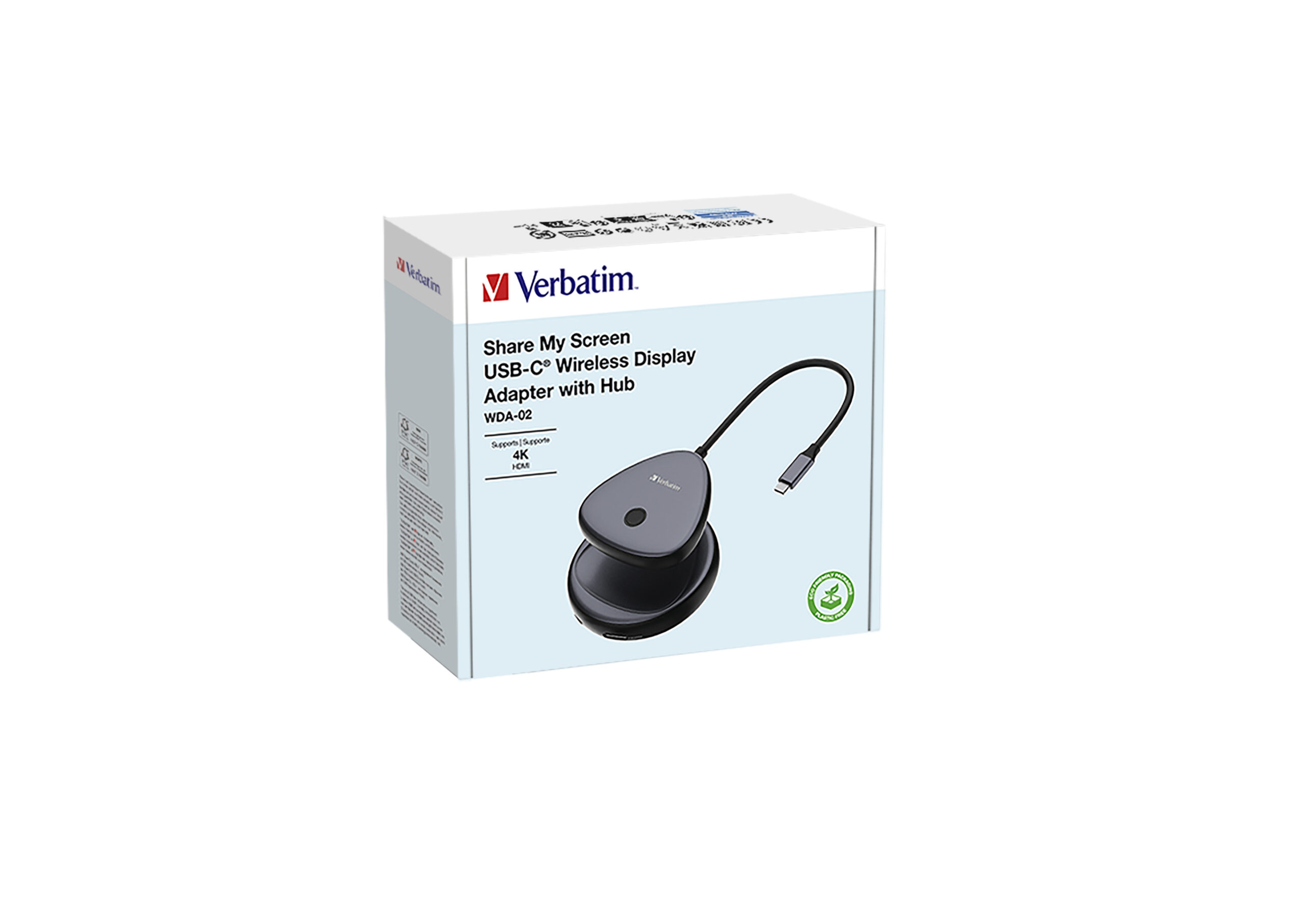 Verbatim Share My Screen USB-C Wireless Display Adapter 4K with Hub WDA-02