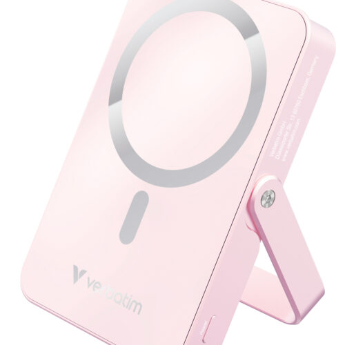 81d8c0ed2af9b8d3fd42c8ba21998dfc1c5dfd66 Verbatim Charge ´n´ Go Magnetic Wireless Power Bank with stand - 10000 mAh Pink