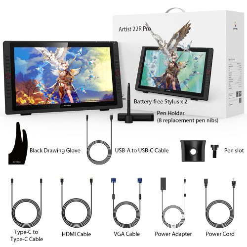 XPPen Artist 22R PRO graphic tablet Black 5080 lpi 476.064 x 267.786 mm USB