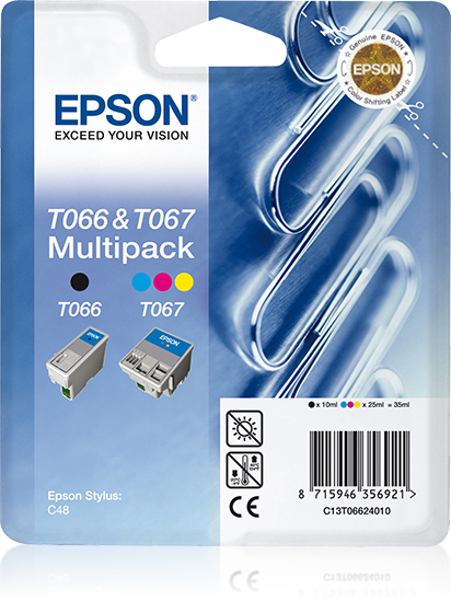 874391_9451435328 Epson C13T06624010/T066+T067 Ink cartridge multi pack black + color 10ml + 25ml Pack=2 for Epson Stylus C 48