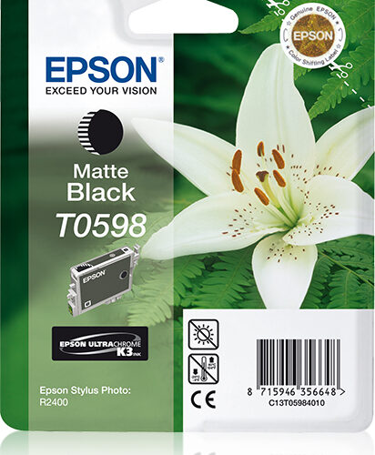Epson C13T05984010/T0598 Ink cartridge black matt, 520 pages 13ml for Epson Stylus Photo R 2400