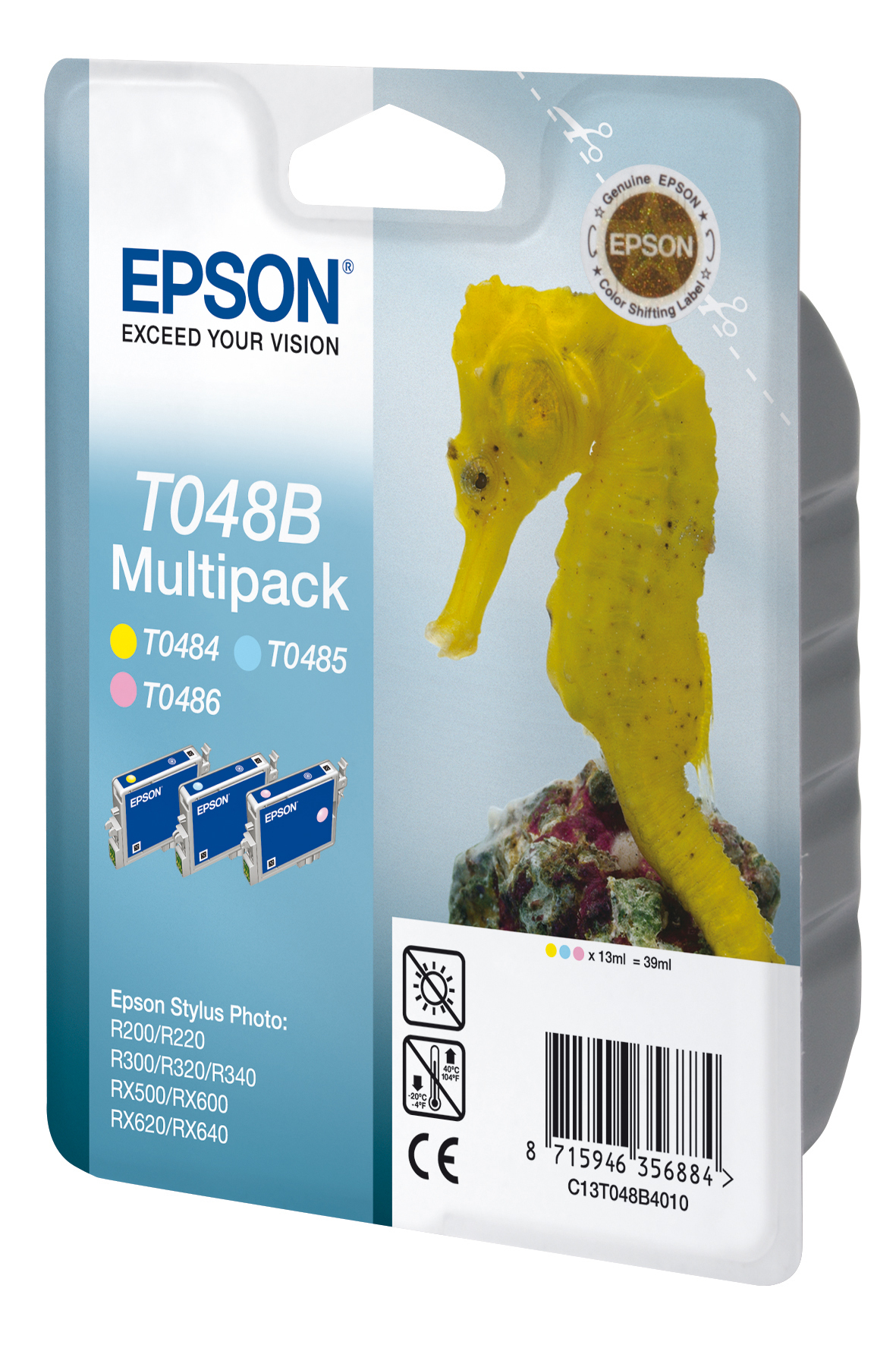 Epson C13T048B4010/T048B Ink cartridge multi pack Light cyan, Light magenta, yellow, 3x430 pages 13ml Pack=3 for Epson Stylus Photo R 300