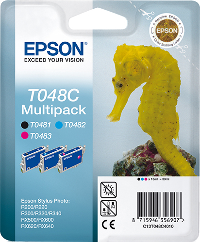 Epson C13T048C4010/T048C Ink cartridge multi pack cyan, magenta, black, 3x430 pages 13ml Pack=3 for Epson Stylus Photo R 300