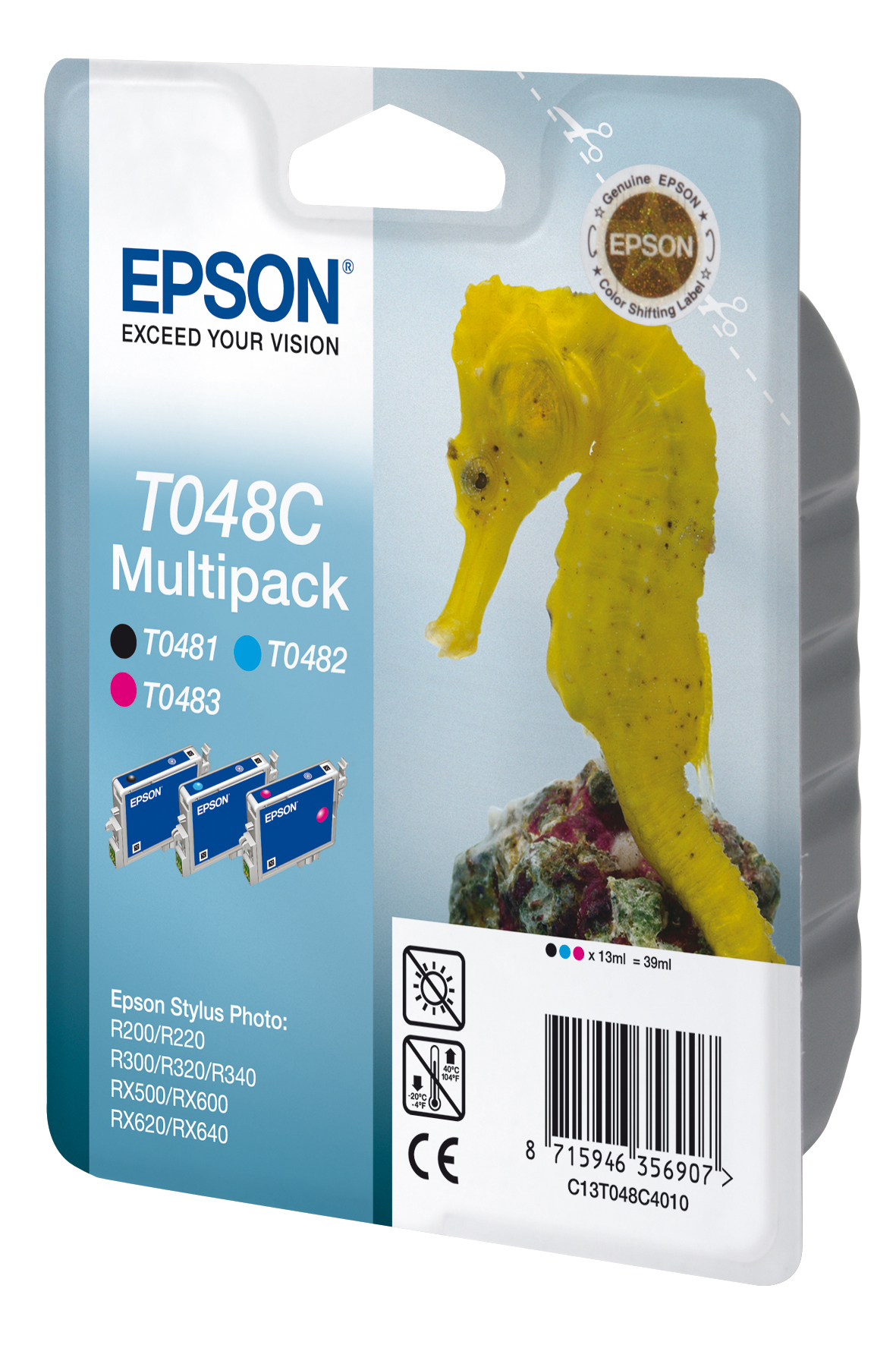 Epson C13T048C4010/T048C Ink cartridge multi pack cyan, magenta, black, 3x430 pages 13ml Pack=3 for Epson Stylus Photo R 300