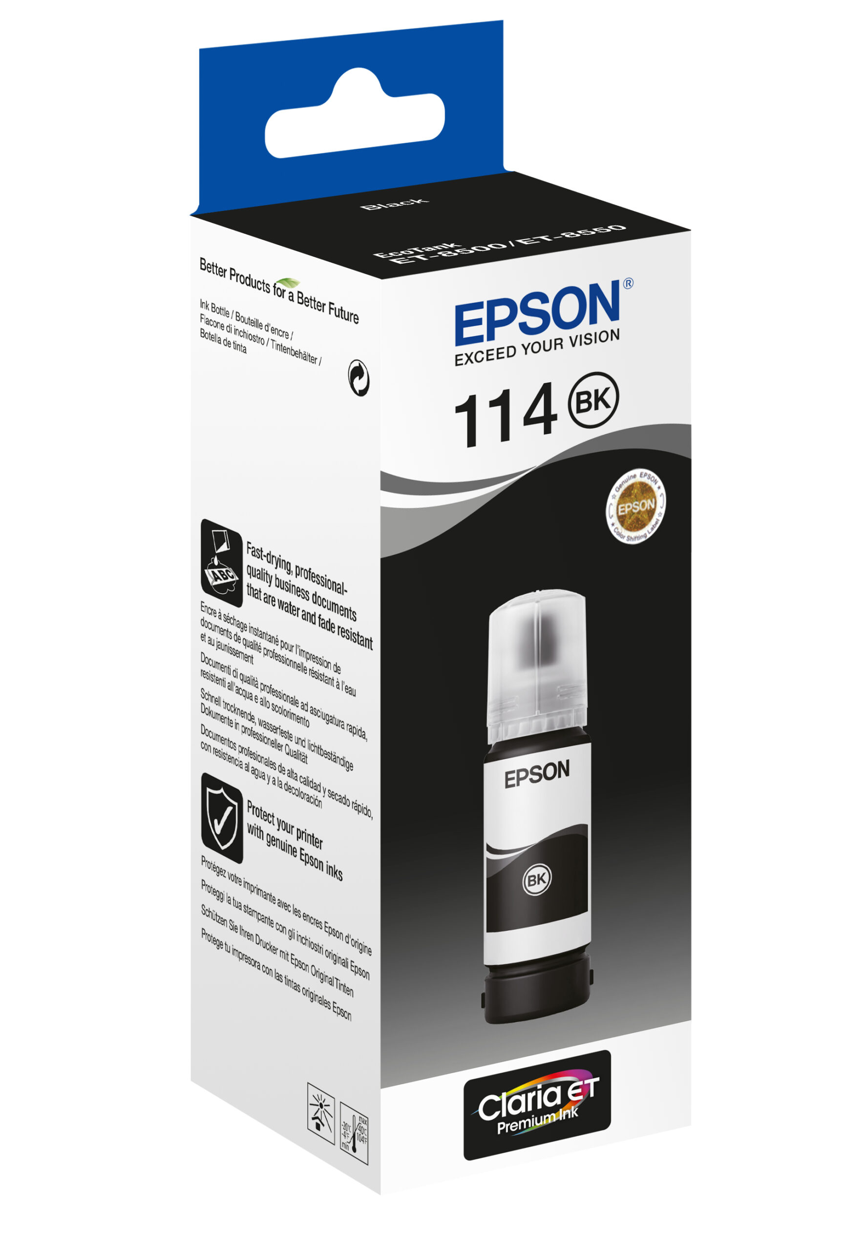 Epson C13T07A140/114 Ink bottle black pigmented, 6.700 pages 2300 Photos 70ml for Epson ET-8500