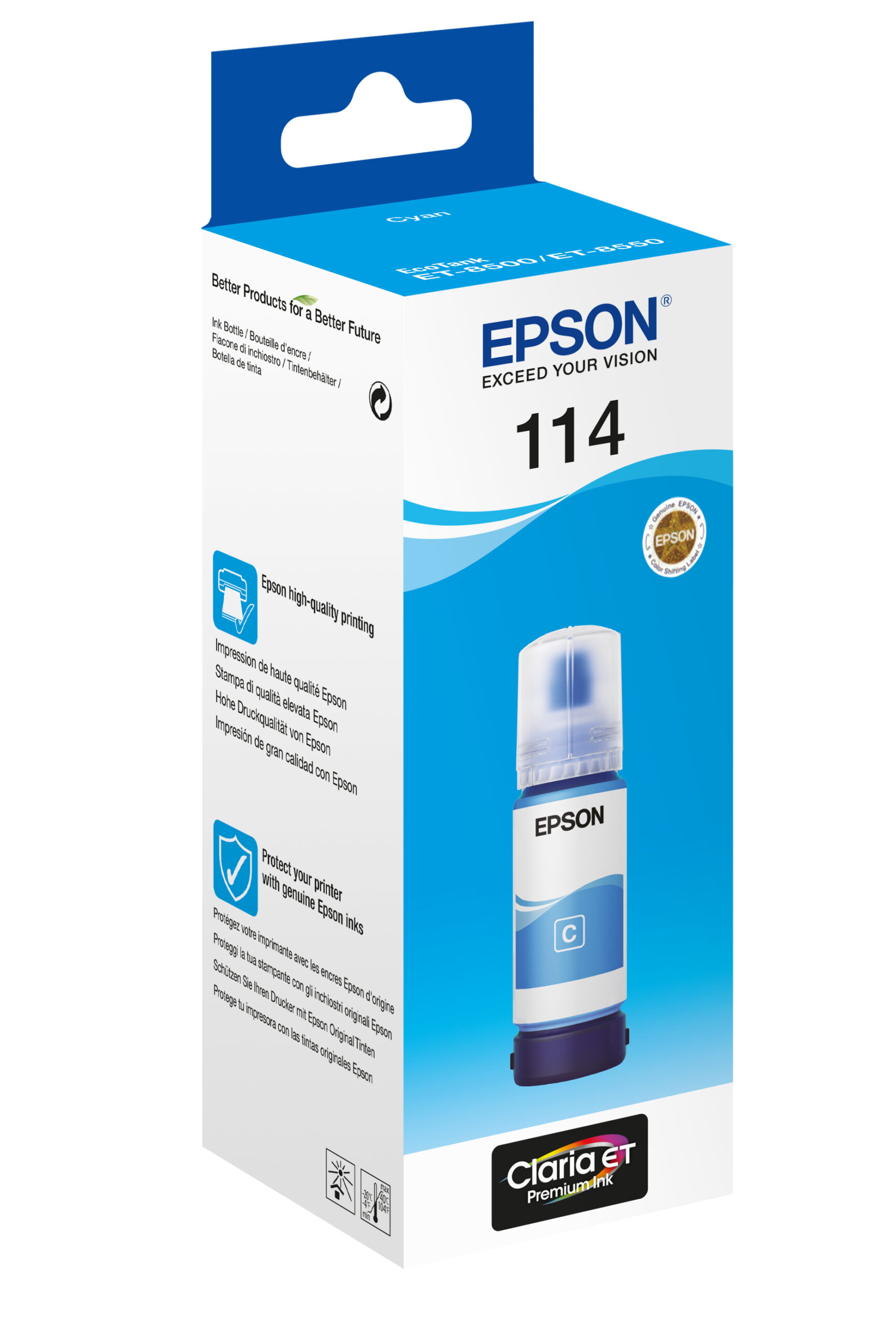 Epson C13T07B240/114 Ink bottle cyan, 6.700 pages 2300 Photos 70ml for Epson ET-8500