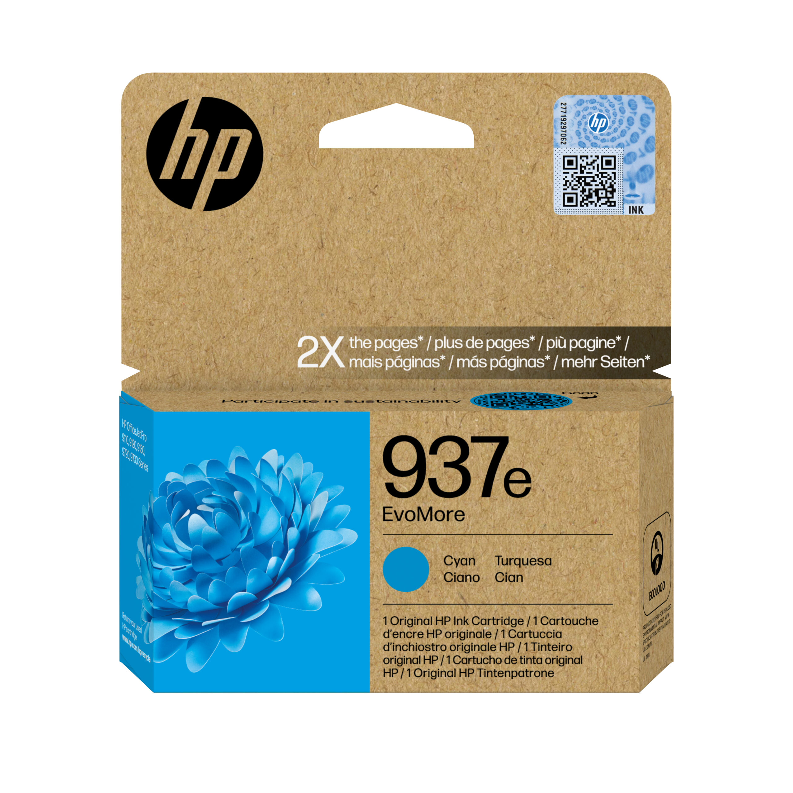 HP 4S6W6NE/937E Printhead cartridge cyan Evomore, 1.650 pages ISO/IEC 19752 for HP OJ Pro 9100/e